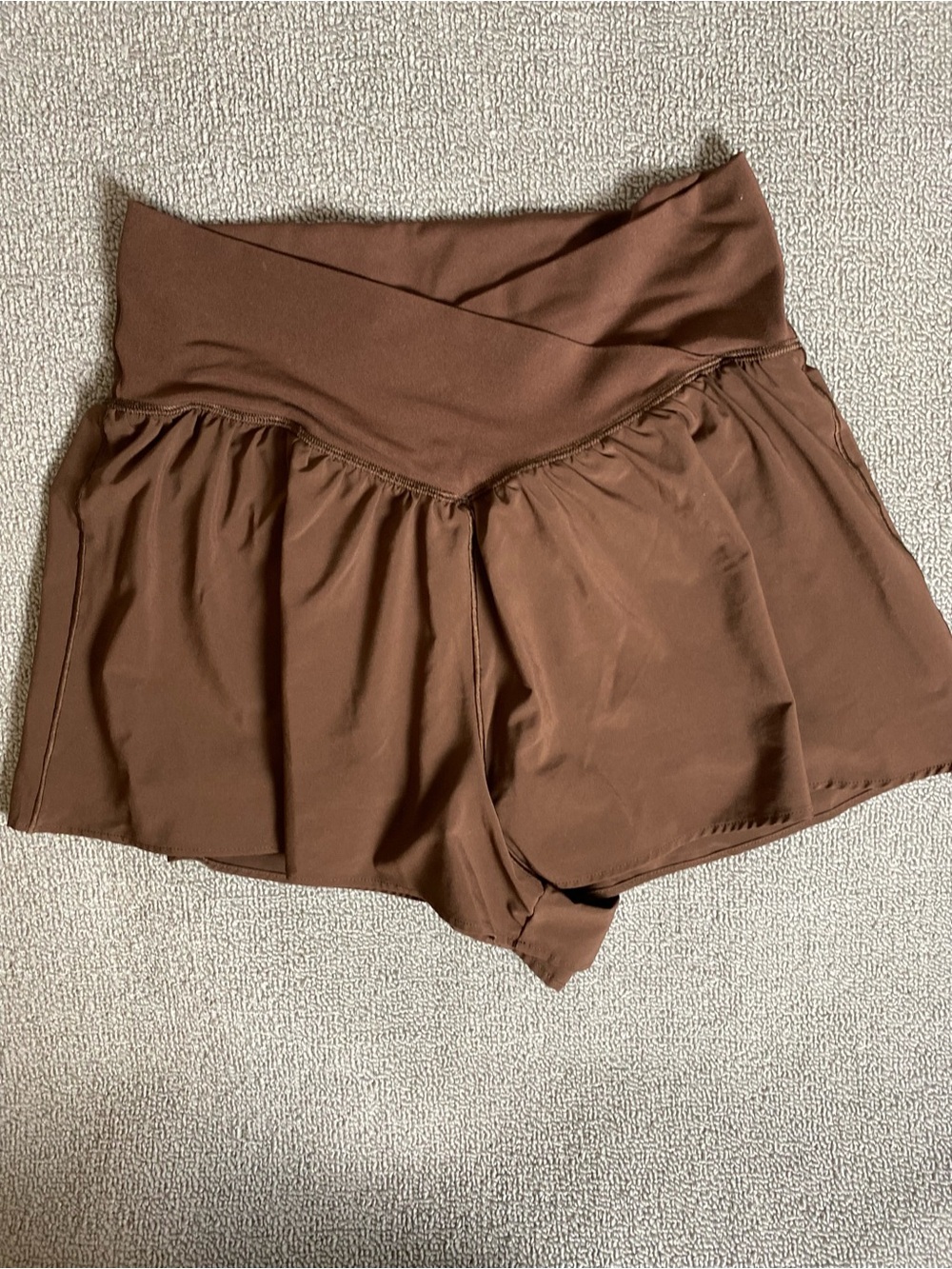 Offline by Aerie High-Waist Brown Flowy Shorts w Spandex Shorts Under- Gym Yoga